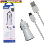   Inkax CD-29-MICRO 2.4A dupla USB-s autós töltő 1 méteres microUSB kábellel (szivargyújtó töltő)