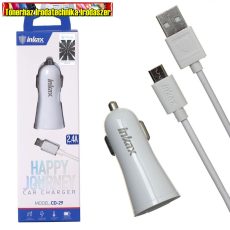 Inkax CD-29-MICRO 2.4A dupla USB-s autós töltő 1 méteres microUSB kábellel (szivargyújtó töltő)