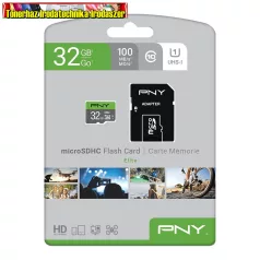   PNY 32GB microSDXC Elite Class 10 UHS-I + adapterrel( P-SDU32GU185GW-GE, memória kártya)