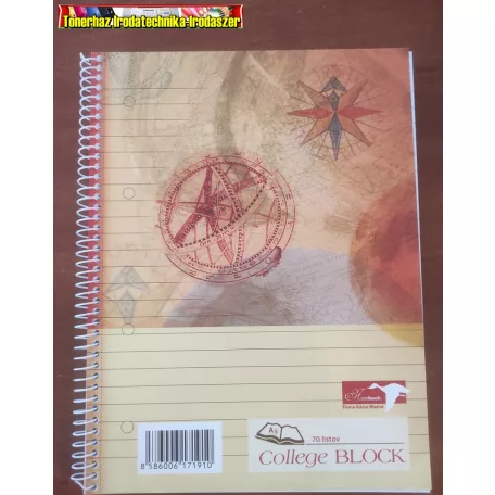 Spirálfüzet A5 vonalas , perforált, lyukasztott, 70 lap NoteBook