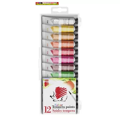 Tempera készlet, 12 darabos, ICO Süni 12 x 12 ml