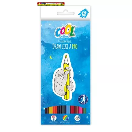 COOL BY VICTORIA, Színes ceruza készlet, háromszögletű,  12 különböző szín