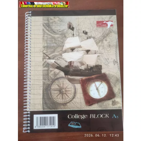 Spirálfüzet A5 vonalas , perforált, lyukasztott, 70 lap NoteBook