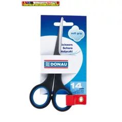 DONAU Soft Grip olló fekete-kék 14cm