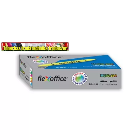 FLEXOFFICE Szövegkiemelő, 1,0/4,0 mm, kétvégű,  "HL01", sárga