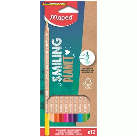 Maped Smiling Planet háromszögletű színes ceruza, 12 db/doboz 831800