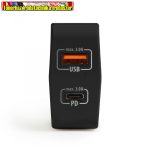   55044BK Hálózati Adapter USB + Type-C PD18W gyorstöltéssel - FEKETE