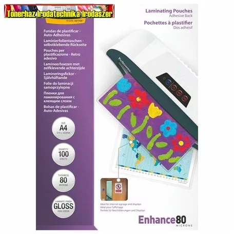 Fellowes Lamináló fólia  A/4 80mic öntapadós 100lap/dob 5302202