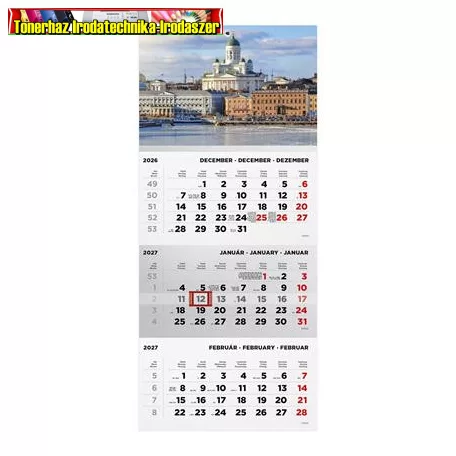  TOPTIMER Fali Naptár, speditőr, három hónapos, egy tömbös, Város