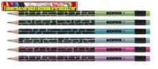 KORES Style Cracked, grafitceruza radírral, HB, háromszögletű,  vegyes metál színek ( 6 db-os csomag)