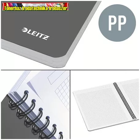 LEITZ  Office Spirálfüzet, A5, vonalas, 90 lap, PP borító, szürke-kék 44991035