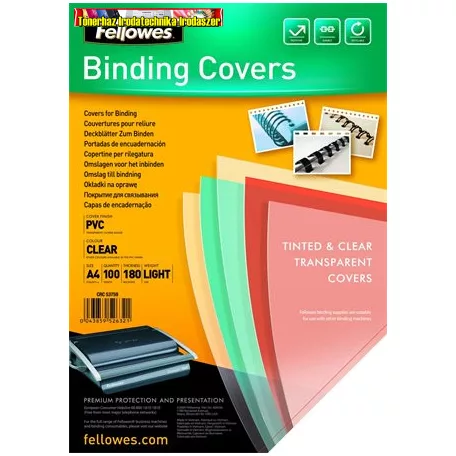 Víztiszta előlap, A4/180 mikron (fedlap) FELLOWES (CRC 53759)