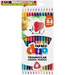   Színes ceruza készlet, kétvégű, háromszögletű, ICO Süni duo, 12 db-os (24 különböző szín)