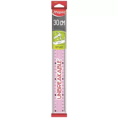 MAPED Study Unbreakable vonalzó, műanyag, törhetetlen, 30 cm,  vegyes színek