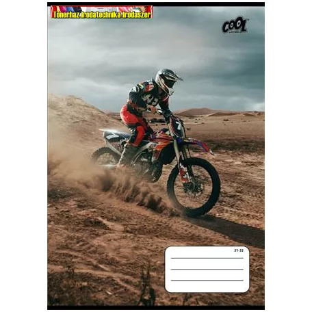 Füzet, tűzött, A5, vonalas, 32 lap, 4-8. osztály, COOL BY VICTORIA, Motocross, 21-32