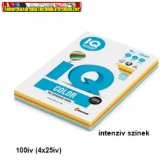   IQ színes másolópapír, A4, 80g. 4x25ív/csomag,  intenzív színek