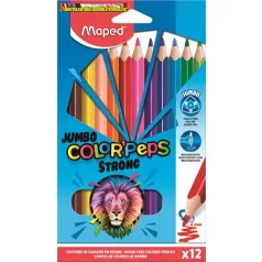   MAPED Jumbo Color'Peps Strong Színes ceruza készlet, háromszögletű, 12 különböző szín ( 863312)