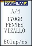   Rayfilm fotópapír A/4 170g FÉNYES,VÍZÁLLÓ, 50 lap/cs (R0216 1123B)