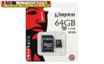 KINGSTON Memóriakártya MicroSDXC 64GB CLASS 10 + Adapter