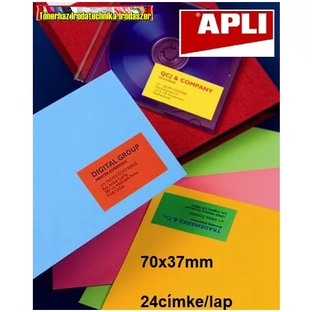 Apli 3 pályás színes etikett, 70 x 37 mm, 24címke/lap 100lap/dob