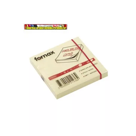 Fornax öntapadós jegyzettömb 75x75mm 100 lap sárga (75x75)