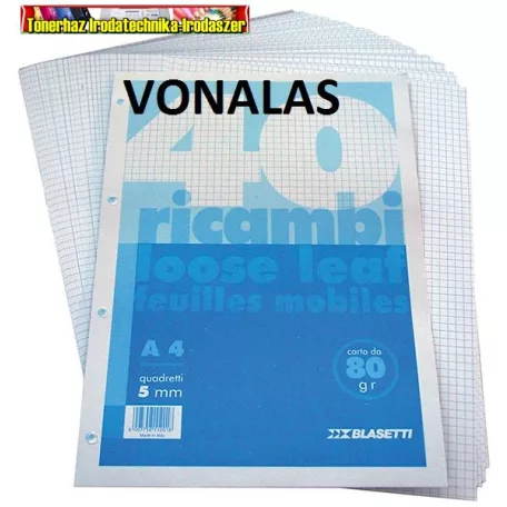 Gyűrűskönyv betét -Ricambi -1201- A/4 40 lap VONALAS FEHÉR BLASETTI