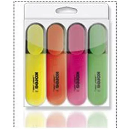 Kores Szövegkiemelő, 4 db/csomag (sárga, narancs, pink, zöld)