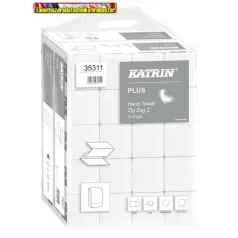   Kéztörlő Z hajtogatott  hófehér 2 rét. 200lap/csom 20cs/dob 100% cellulóz Katrin Plus (35311)