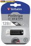 VERBATIM Pinstripe Pendrive, 128GB, USB 3.0, fekete