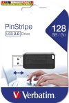 VERBATIM Pinstripe Pendrive, 128GB, USB 2.0, fekete