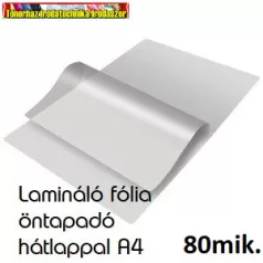   Lamináló fólia  A/4 (216x303mm) 80mic öntapadós 100lap/dob