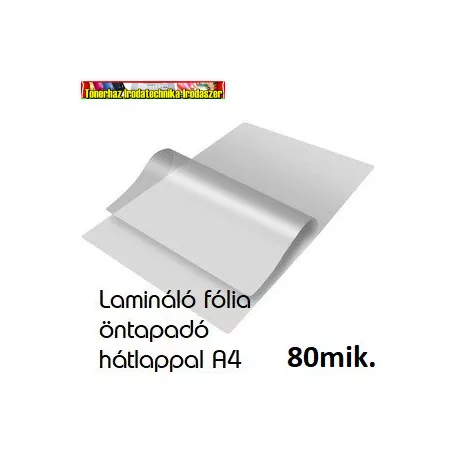 Lamináló fólia  A/4 (216x303mm) 80mic öntapadós 100lap/dob