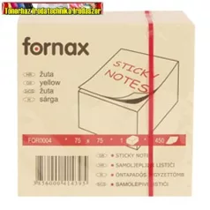   Fornax  Öntapadós jegyzettömb kocka, 450lap,SÁRGA, 75 x 75 mm (450lap)
