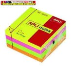   Apli Öntapadós jegyzettömb kocka, 400 lapos, neon színekben, 75 x 75 mm 10974 