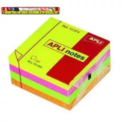   Apli Öntapadós jegyzettömb kocka, 400 lapos, neon színekben, 75 x 75 mm 10974 