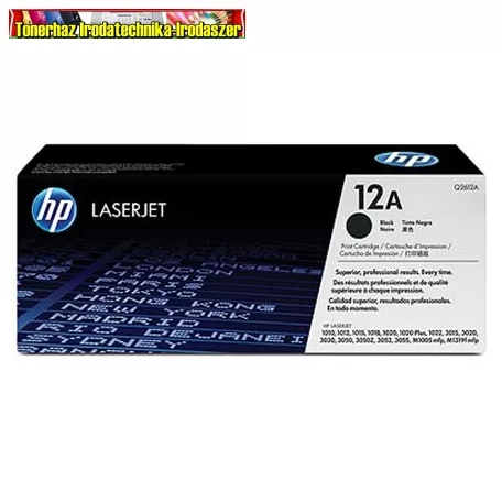 Eredeti HP Q2612A toner (Fekete festékkazetta Laserjet 1010/ 1012/ 1015/ 1018/ 1020/ 1022/ 3015/ 3020/ 3030/ 3050/ 3052/ 3055 M1005 nyomtatókhoz)  (2000 old.) 