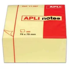   Apli öntapadós jegyzettömb kocka, 400 lapos, sárga, 75 x 75 mm 11597