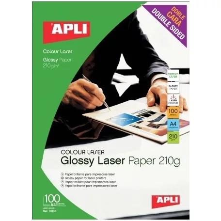 Apli Premium Laser  lézer fotópapír, fényes, kétoldalas, A4, 210gr 100ív/cs (11833)