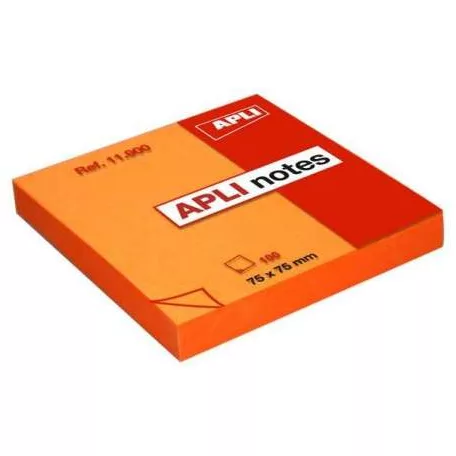 Apli öntapadó jegyzettömb neon narancs 100 lap 75x75mm 11900