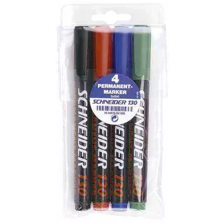 Schneider 130 alkoholos marker, 1-3mm,  kúpos 4 szín/cs