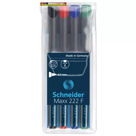 SCHNEIDER Maxx 222 F ,Alkoholos marker készlet, OHP, 0,7 mm, 4 különböző szín
