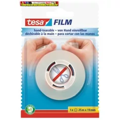   TESA ragasztószalag, kézzel téphető, 19 mm x 25 m,  "Tesafilm", átlátszó (olló nélküli) (cellux) (tixo)