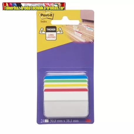 Jelölőcímke, műanyag, függőmappához, 4x6 lap, 50,8x43,2 mm, 3M POST-IT, vegyes LPJ686A1