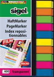 Jelölőcímke, műanyag, 10x40 lap, 6x50 mm, SIGEL "Micro", vegyes szín HN617