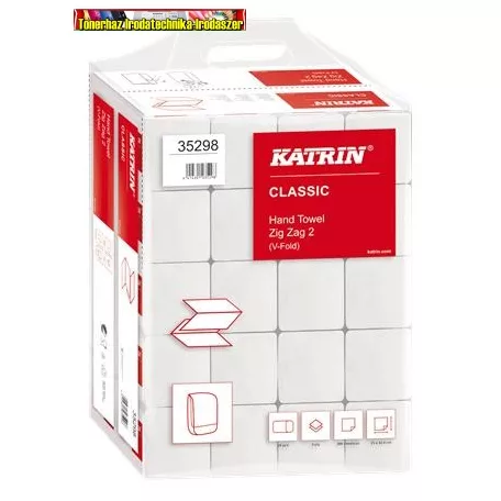 Kéztörlő Z hajtogatott  fehér 2 rét. 200lap/csom 20cs/dob 35298 (224102)  Katrin classic 