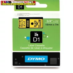   Dymo D1 kazetta (S0720880) 45808- 19mmx7m FEKETE betű/SÁRGA háttér