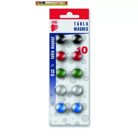 Táblamágnes Mágneskorong, 15 mm, 10 db, ICO JY-15, 5 szín