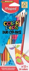 MAPED Color Peps Duo, Színes ceruza készlet, kétvégű, háromszögletű, (12 ceruza 24 különböző szín)