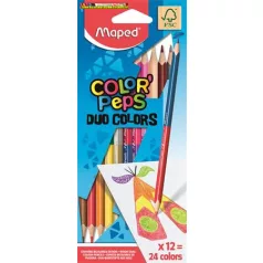   MAPED Color Peps Duo, Színes ceruza készlet, kétvégű, háromszögletű, (12 ceruza 24 különböző szín)