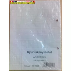 Gyűrűskönyvbetét A5 KOCKÁS <50lap/csom>